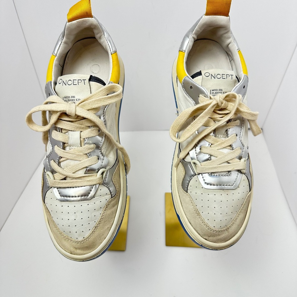 ONCEPT‎ Phoenix Silver Flash Leather Suede Sneakers MOD.016 Playoff F23 Womens